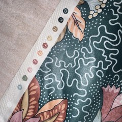 ~2 Yd Stanley King Studio Teflon Finish Retro Fabric Cotton Upholstery 54” x 71”