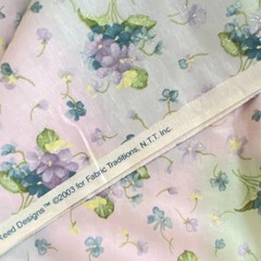 1 YD Violet Floral Fabric Traditions Purple Green Cotton Print