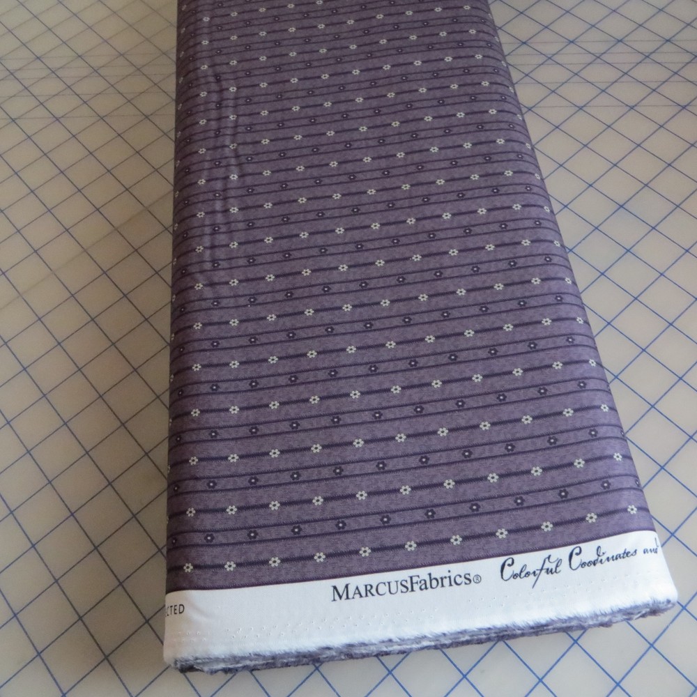 By The Yard, Daisy Stripe by Pam Buda For Marcus $3.99 Ships ANY Amount Fabric