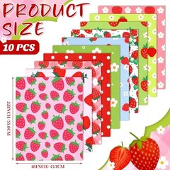 10 Pcs 18×22 Strawberry Fat Quarters Quilting Fabric Bundles