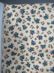 Cranston Print Works Schwartz Liebman Tan W/Blue Red Floral VTG SBTYX 44 NEW