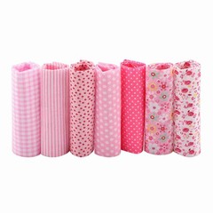 7-Pack 25x25cm Cotton Fabric DIY Assorted Pre-Cut Bedding Kit (Pink)