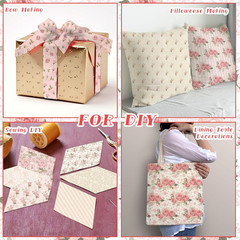 Vintage Rose Quilting Fabric Bundle 10×10 Inches Pink White Patchwork Material
