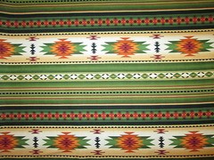 Navajo Native American Red Teal Border Native American Print Cotton Fabric BTHY