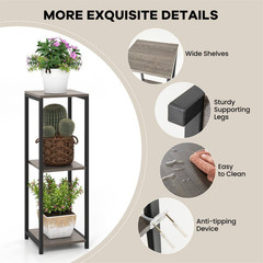 2 Pieces 36 In. X 12 In. X 12 In. Grey & Black Metal Outdoor Plant Stand Corner