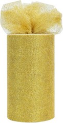 TONIFUL Gold Glitter Tulle Roll 6 Inch x 50 Yard 1 roll-50yd, gold