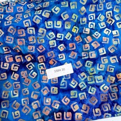 Batik quilting cotton fabric blue tie dye abstract swirls squares 35×44 1 yard