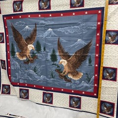 Americana Eagles USA Quilt Top Panel Wamsutta OTC Cotton Fabric Piece 35″ x 44”