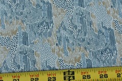 By 1/2 Yd, Vintage, Blue Brown & Cream Cotton Voile, P5479