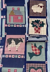 Quilt Print Cheater Fabric, 5”Gingham, Cottage. 13 Bright Tea Cup 6” Squares