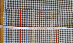 BROWN GINGHAM FABRIC EMBROIDERED X’s 2.5yd x46″ READ