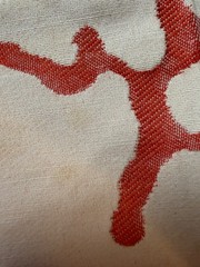 Fabric Lot 1 Yd 16 Ins 54 W Ocean Coastal Red Coral Cream Background Upholstery