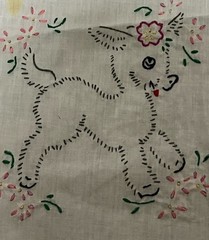 Hand Embroidered Panels 10 6″x8″ Chick Duck Cat Rabbit Dog Etc