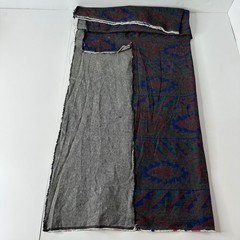 Southwestern Geometric Fabric Remnant 58×32 Gray Red Blue Green Aztec Cut READ
