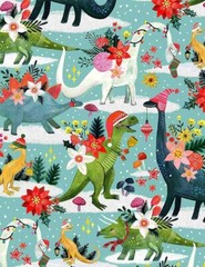 1/2 METRE – Dear Stella – Rawring Holidays Christmas Dinosaur Cotton Fabric