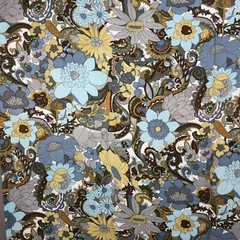 Vtg 60s 70s Skinner Material Fabric BOHO Spring Mills MOD Flower Power 130″