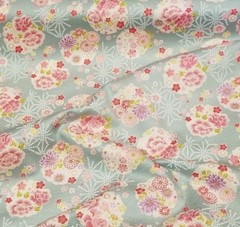 Gorgeous Embossed Seafoam Cotton Sateen with Flowers and Stars – from Japan