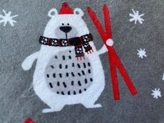 JOANN FABRIC~Flannel~SNUGGLE~Polar Bears~SKI SCARF~Snowflakes~GRAY WHITE RED~