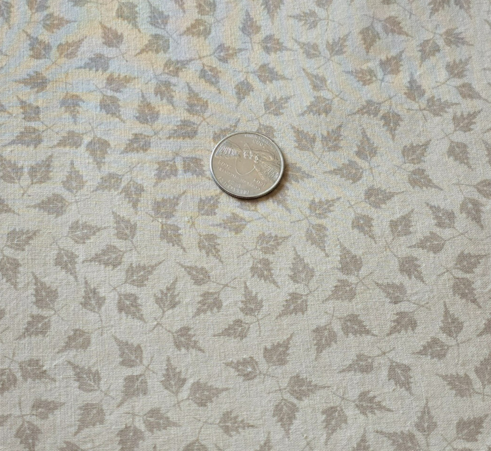 2 3/4 Yds Tan Leaves on Beige Fabric Marcus Brothers Generic Autumn Leaf Foliage