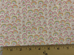 HTF Dear Stella Abstract Rainbow Fabric Blue Yellow Pink Green Fuchsia White BTY