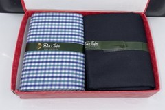 Reid & Taylor Suit Fabric Gift Set 2pc Blue Check & Solid Shirting Sewing Craft