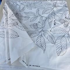 IKEA Fabric 60×120 White Black Maria Astrom 2004 Botanical Leaf Canvas 3.3Yd