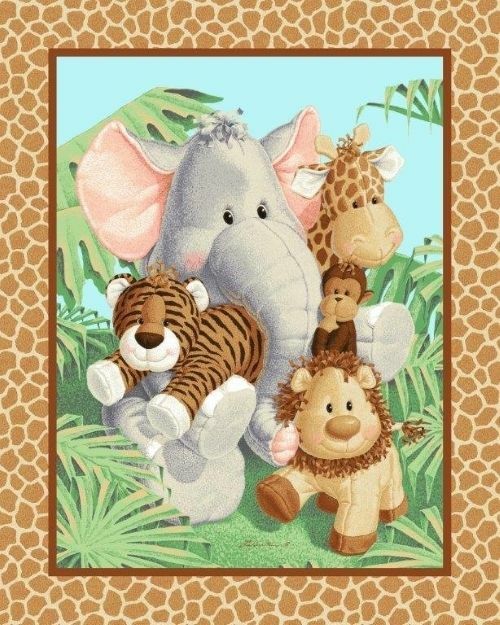 36″ Fabric Traditions Panel – Jungle Babies Patty Reed Nursery Baby Wallhanging
