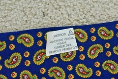 By 1/2 Yd, Vintage, Red Yellow Green Paisley on Royal-Blue Quilt Cotton, P5513