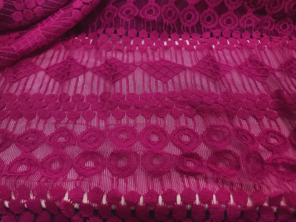 Margenta Stripe Lace Fabric Circle and Stripes Special Occasion Apparel