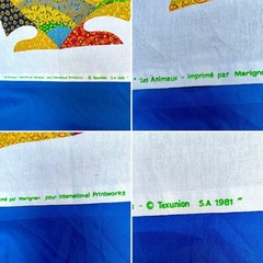 Vintage Patchwork Animal Fabric Panel 70s 80s Owl Fish Butterfly Printworks 1981