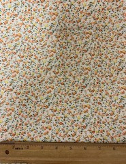 Vtg Floral Calico Print Fabric Dainty Orange And Yellow Flowers On White BTHY
