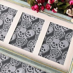 White Skull Lace Fabric, 60 * 36 inches Solid Fabric Lace, 1 Yard Floral Wedding
