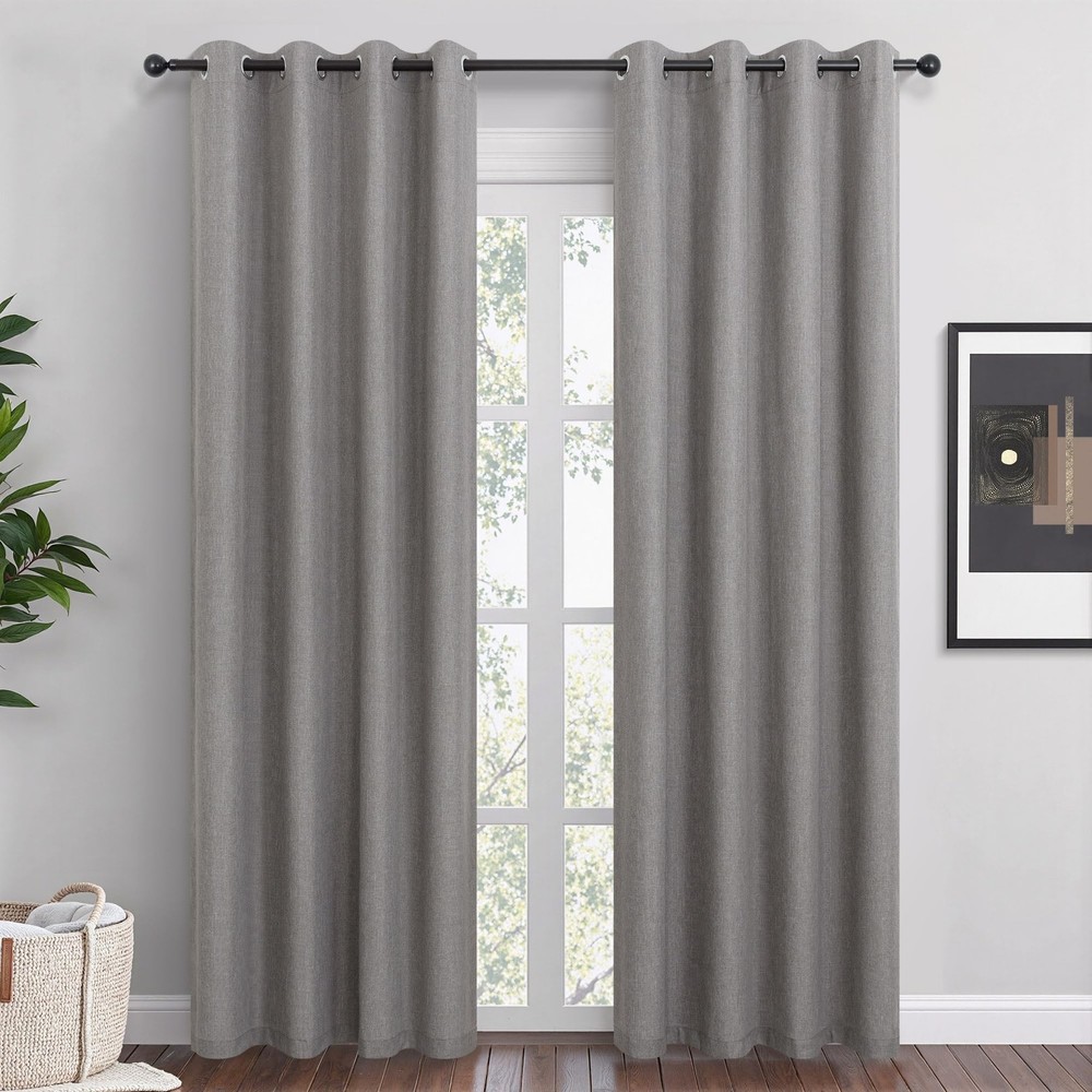 Taupe Linen Blackout Curtains 90 Inch Length 2 Panels Set for Bedroom Living …
