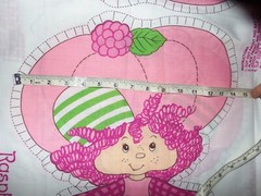 1981 RASBERRY TART fabric pillow panel cut and sew doll vintage Strawberry