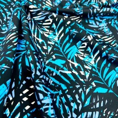 Swimwear FabricBlue Leaves Print 4-way Stretch 60″ By the Yard