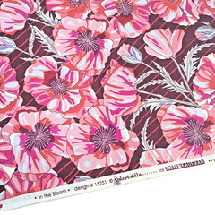 In the Bloom Bright Pink Floral Cotton Fabric Valori Wells OOP 3 Uncut Yds 44″w