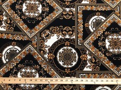 Liverpool Fabric-Black White Gold Arabic Mosaics-LVPR267-Sold by the Yard