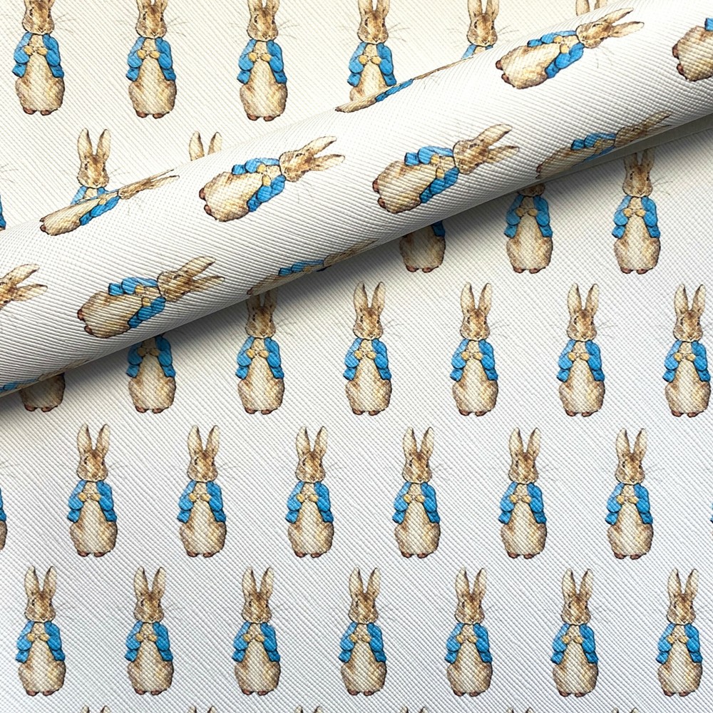 Peter Rabbit on White Faux Leather Sheet 20x30cm