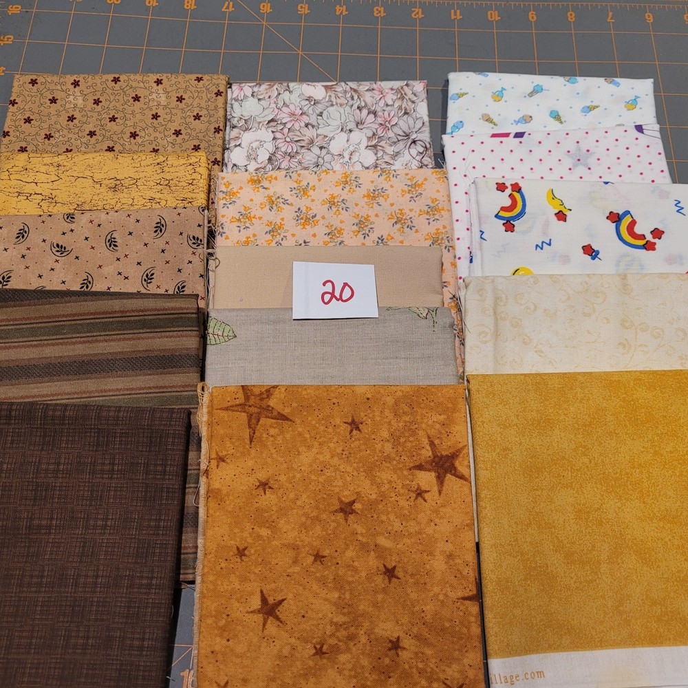 LOT OF 15 FAT QUARTERS COTTON FABRIC ASSTD COLORS & DESIGNS lot 20