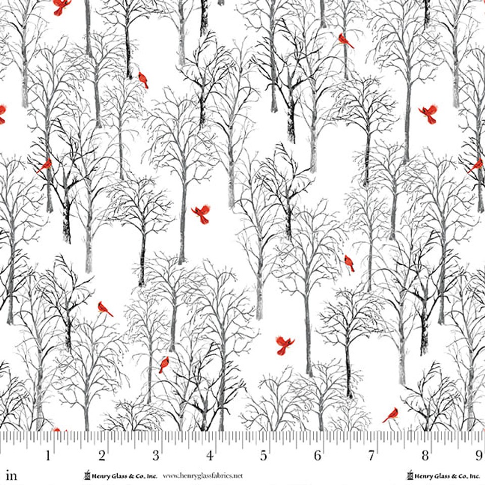 Cotton Joyful Snowmen Trees Cardinals Winter Snow Fabric Print by Yard D415.58