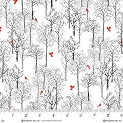 Cotton Joyful Snowmen Trees Cardinals Winter Snow Fabric Print by Yard D415.58