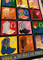 COWPOKES COWBOY WESTERN BOOTS PRINT FABRIC PANEL SMITH & MILLIGAN FOR AVLYN INC.