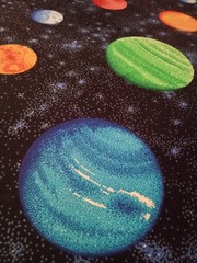 Large Print Space Fabric Planets Fabric Large Print Planets Fabric Remnant Scrap