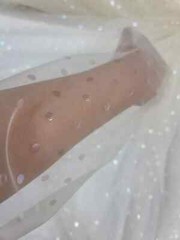 Polka Dot TULLE, Fabric By The Yard Ivory Lace Iridescent Polka-dot For Dress