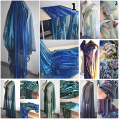 Laser Magic Gradient Color Mesh Fabric Wedding Dress Cosplay Texture Yarn