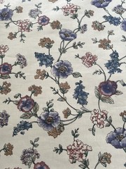 Floral Fabric Printed Polished Cotton Botanical Upholstery Drapery Purple White