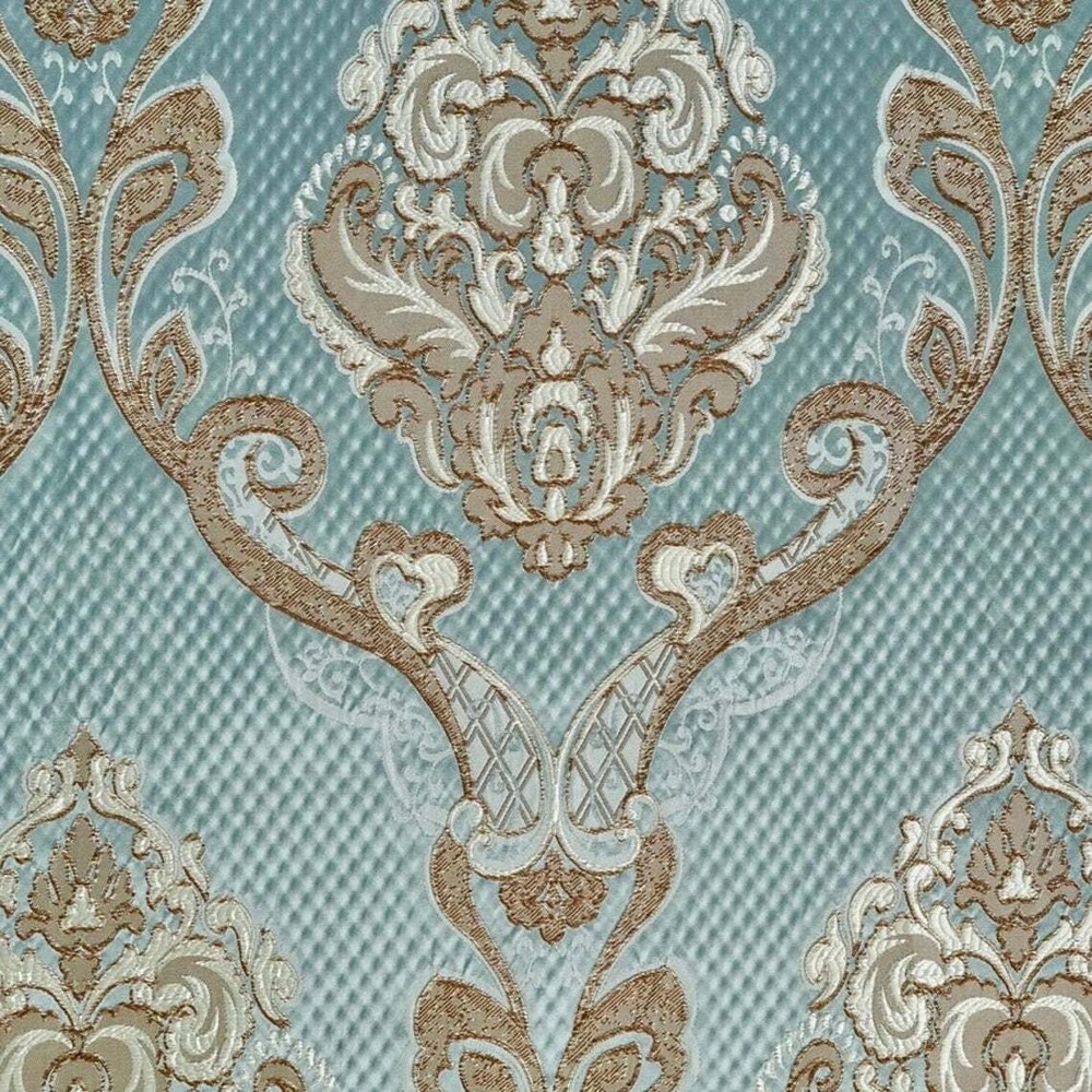 Damask Azure Renaissance Jacquard Upholstery / drapery fabric by the yard