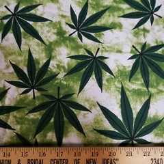 Marijuana Weed Green/White Cotton Fabric Easy Care 58″ by the Yard