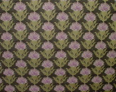 Scottish Thistle Curtain Fabric Black And Violet Upholstery Cushion Jacquard