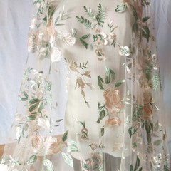 Delicate Floral Embroidery Lace DIY Mesh Bridal Fabric Wedding Prom dress